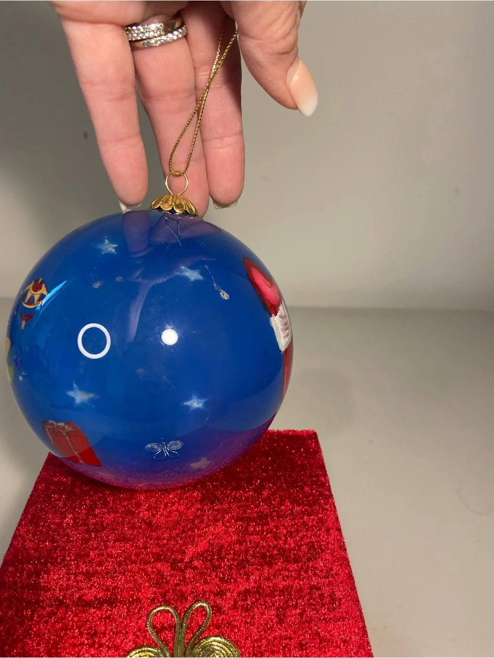Pier 1 Li Bien Hand-Painted Blue Santa Christmas Ornament 2003